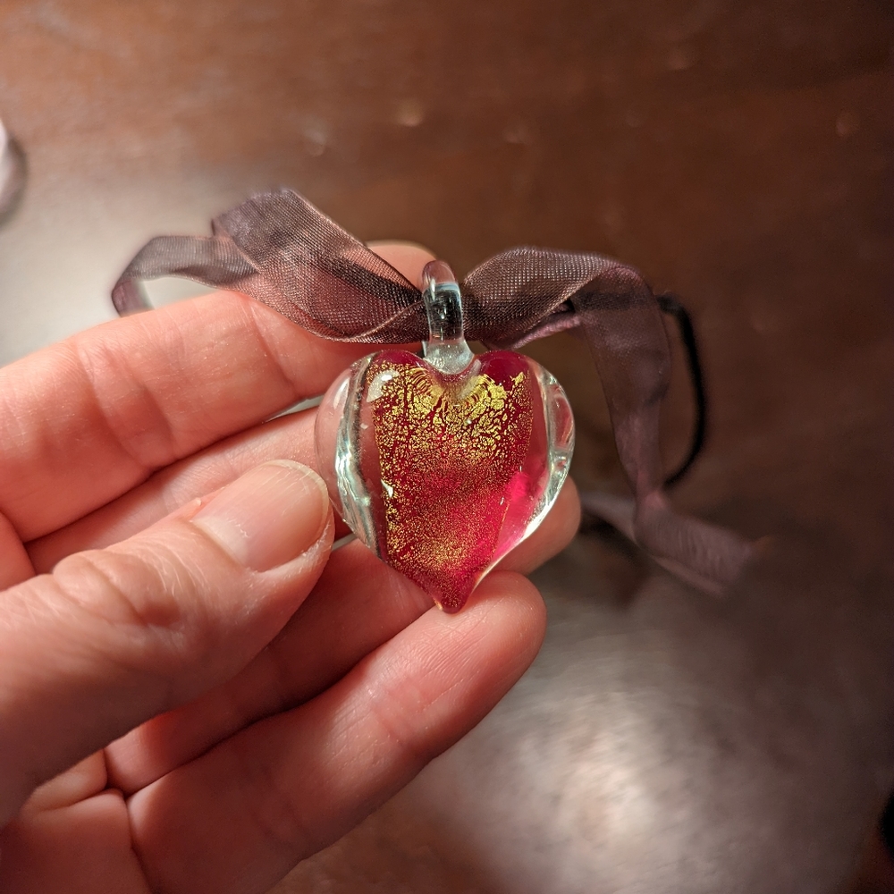 Murano glass heart necklace